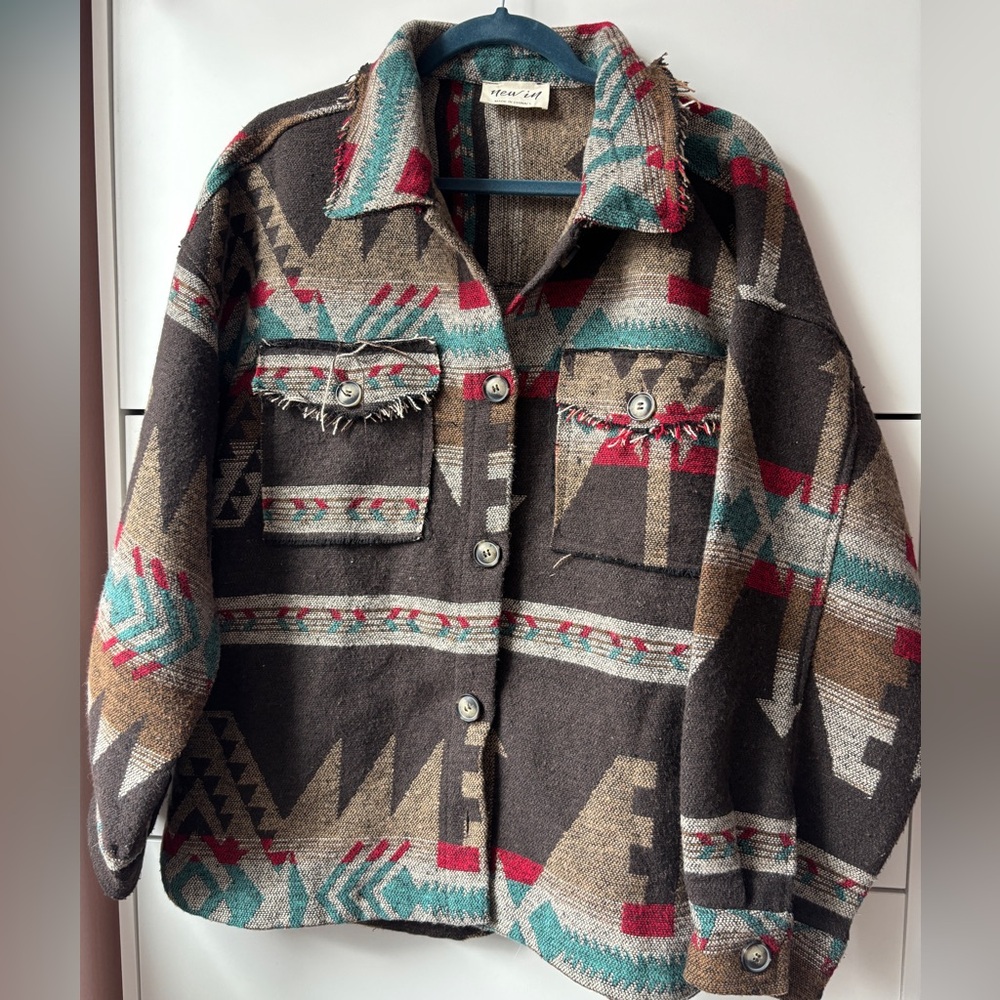 Aztec Print Blanket Jacket - Picture 3 of 13